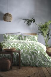 Dreams & Drapes 'Tahiti' Tropical Print Duvet Cover Set in Green - Size: Double