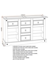 Seconique Corona 2 Door 5 Drawer Sideboard in Natural - thumbnail 6
