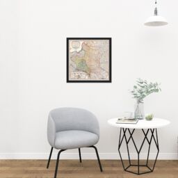 "Artery8 Wall Art Print Map 1799 Faden Kingdom Poland Duchy Lithuania Square Framed Picture 16X16 Inch in Black - Size: W16"" x H16""" - thumbnail 2