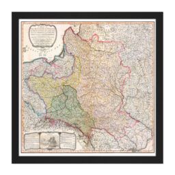 "Artery8 Wall Art Print Map 1799 Faden Kingdom Poland Duchy Lithuania Square Framed Picture 16X16 Inch in Black - Size: W16"" x H16""" - thumbnail 1