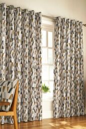 Furn Reno Geometric Tile Eyelet Curtains - Size: 168 cm width x 137 cm drop - thumbnail 1