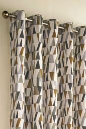 Furn Reno Geometric Tile Eyelet Curtains - Size: 168 cm width x 137 cm drop - thumbnail 2