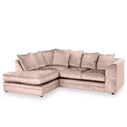 Snugg Furniture UK Limited (Left Hand) Aurora Crushed Velvet Corner Sofa in Light Beige - thumbnail 3