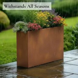 Woven Wood 75cm Long Zinc Galvanised Copper 90cm Tall Trough Planter - thumbnail 3