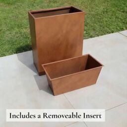 Woven Wood 75cm Long Zinc Galvanised Copper 90cm Tall Trough Planter - thumbnail 7