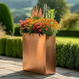 Woven Wood 75cm Long Zinc Galvanised Copper 90cm Tall Trough Planter - thumbnail 2