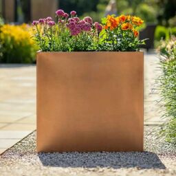 Woven Wood 75cm Long Zinc Galvanised Copper 90cm Tall Trough Planter - thumbnail 4