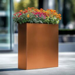 Woven Wood 75cm Long Zinc Galvanised Copper 90cm Tall Trough Planter