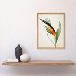 "Artery8 Wall Art Print Tropical Bird of Paradise Flower Gold Black Art Framed in Light Oak - Size: W12"" x H16""" - thumbnail 2