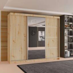 Sliding Wardrobes 4U Modern 3 Door Sliding Wardrobe-Bedroom cabinet 250cm x 217cm in Natural - Size: 250 cm x 217 cm - thumbnail 1