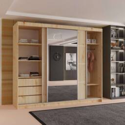 Sliding Wardrobes 4U Modern 3 Door Sliding Wardrobe-Bedroom cabinet 250cm x 217cm in Natural - Size: 250 cm x 217 cm - thumbnail 3