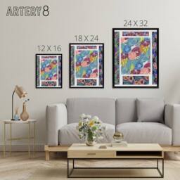 "Artery8 Vibrant Flower Pattern Benedictus Vintage Black Framed Canvas Wall Art - Size: W12"" x H16""" - thumbnail 4