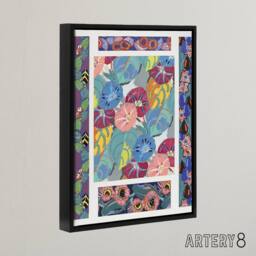 "Artery8 Vibrant Flower Pattern Benedictus Vintage Black Framed Canvas Wall Art - Size: W12"" x H16""" - thumbnail 2