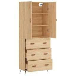 Berkfield Home Highboard Sonoma Oak 69.5x34x180 cm Engineered Wood in Brown - thumbnail 4