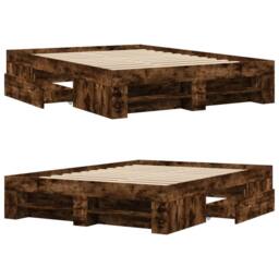 Berkfield Home Durable Bed Frame without Mattress Smoked Oak 120x200 cm Engineer in Brown - Size: Small Double - thumbnail 8