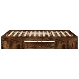 Berkfield Home Durable Bed Frame without Mattress Smoked Oak 120x200 cm Engineer in Brown - Size: Small Double - thumbnail 6