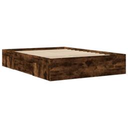 Berkfield Home Durable Bed Frame without Mattress Smoked Oak 120x200 cm Engineer in Brown - Size: Small Double - thumbnail 7