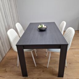 KOSY KOALA Dining Table & 4 Chairs Modern Dining Table Set With 4 White Gem Pattern Chairs in Brown - thumbnail 3