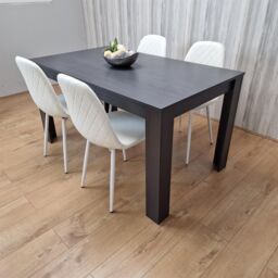 KOSY KOALA Dining Table & 4 Chairs Modern Dining Table Set With 4 White Gem Pattern Chairs in Brown - thumbnail 4