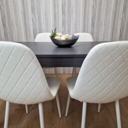 KOSY KOALA Dining Table & 4 Chairs Modern Dining Table Set With 4 White Gem Pattern Chairs in Brown - thumbnail 7