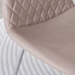 FurnitureboxUK 2x Corona Silver Leg Faux Leather Dining Chair in Beige - thumbnail 4