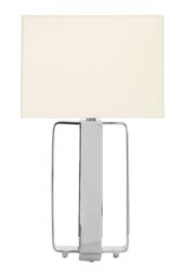 Orsina Mateo Geometric Table Lamp, Silver Aluminium Base with Cream Fabric Shade, Boutique Accent Lighting - thumbnail 1
