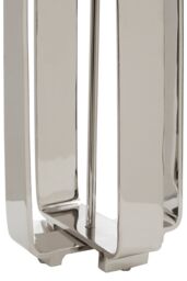 Orsina Mateo Geometric Table Lamp, Silver Aluminium Base with Cream Fabric Shade, Boutique Accent Lighting - thumbnail 3
