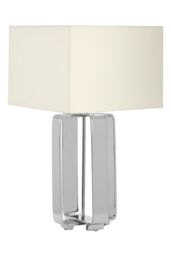 Orsina Mateo Geometric Table Lamp, Silver Aluminium Base with Cream Fabric Shade, Boutique Accent Lighting - thumbnail 2