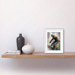 "Artery8 Wall Art Print Snowboarding Extreme Sport Athlete Paint Splat Artwork Framed 9X7 Inch in White - Size: W7"" x H9""" - thumbnail 2