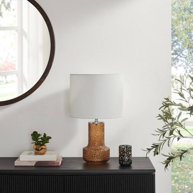 FurnitureboxUK Amber Orange Glass Table Lamp - image 1