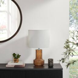 FurnitureboxUK Amber Orange Glass Table Lamp - thumbnail 1