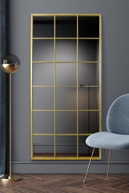 "MirrorOutlet The Fenestra Gold Window Leaner / Wall Mirror 69"" X 33"" 174CM X 85CM - Size: 1 Pack" - image 1