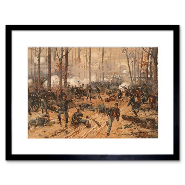 "Artery8 Wall Art Print Thulstrup Battle Shiloh USA American Civil War Framed in Black - Size: W7"" x H9""" - image 1