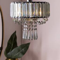 Wyld and Coco Glam Pendant Lamp Grey Metal with Acrylic Droplets 83cm - thumbnail 1