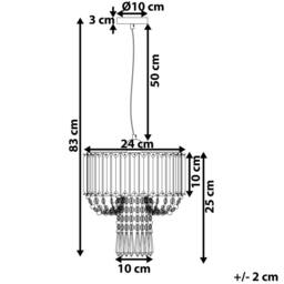 Wyld and Coco Glam Pendant Lamp Grey Metal with Acrylic Droplets 83cm - thumbnail 3