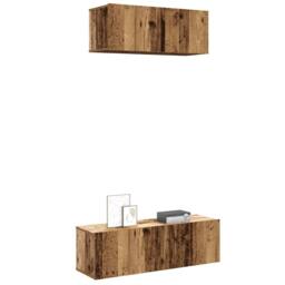 Berkfield Home Classic 2 Piece TV Cabinet Set Wall-mounted Old Wood Engineered Wood in Brown - thumbnail 2