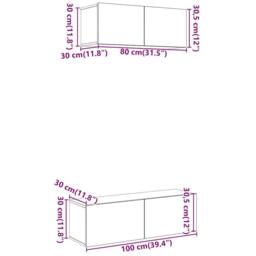 Berkfield Home Classic 2 Piece TV Cabinet Set Wall-mounted Old Wood Engineered Wood in Brown - thumbnail 9