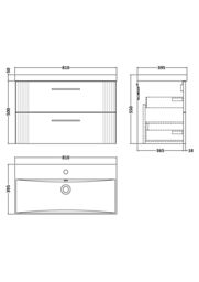 Balterley Wall Hung 2 Drawers Vanity Unit - Thin-Edge Basin 800mm, Satin Blue - thumbnail 8