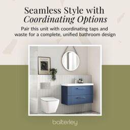 Balterley Wall Hung 2 Drawers Vanity Unit - Thin-Edge Basin 800mm, Satin Blue - thumbnail 7