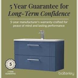 Balterley Wall Hung 2 Drawers Vanity Unit - Thin-Edge Basin 800mm, Satin Blue - thumbnail 6