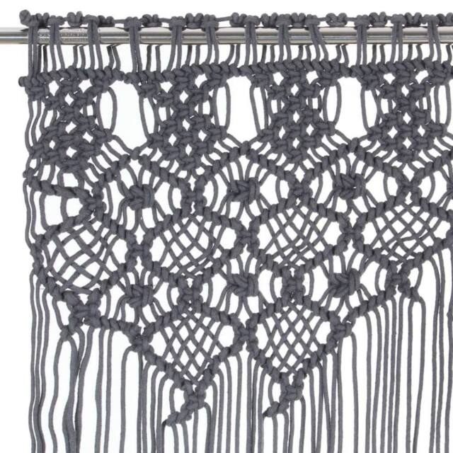 Berkfield Home Macrame Curtain Anthracite 140x240 cm Cotton in Dark Grey - image 1
