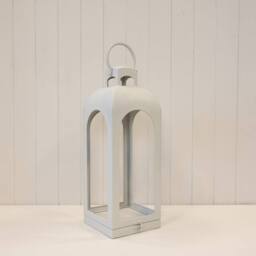 Four Candle Medium Off-White Metal Open Face Lantern 51cm in White - thumbnail 2