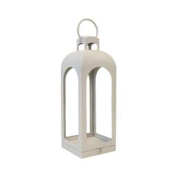 Four Candle Medium Off-White Metal Open Face Lantern 51cm in White - thumbnail 1