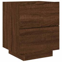 Berkfield Home Bedside Cabinet with LED Lights Brown Oak Engineered Wood - thumbnail 3