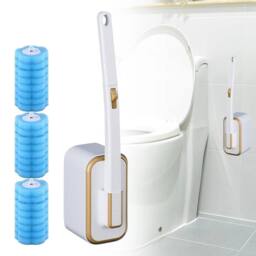 KORVIXA Disposable Toilet Brush Set with 24 Refills, Bowl Cleaning System Kit in White - Size: 180 cm width x 180 cm drop - thumbnail 3