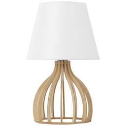 Wyld and Coco Modern Table Lamp - Light Brown Plywood Base White Fabric Shade - thumbnail 2