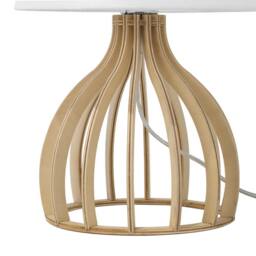 Wyld and Coco Modern Table Lamp - Light Brown Plywood Base White Fabric Shade - thumbnail 7