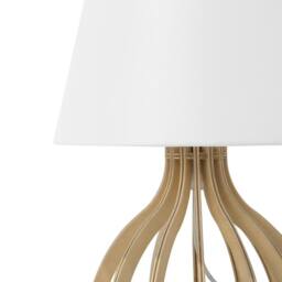 Wyld and Coco Modern Table Lamp - Light Brown Plywood Base White Fabric Shade - thumbnail 5