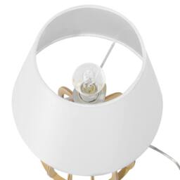 Wyld and Coco Modern Table Lamp - Light Brown Plywood Base White Fabric Shade - thumbnail 6