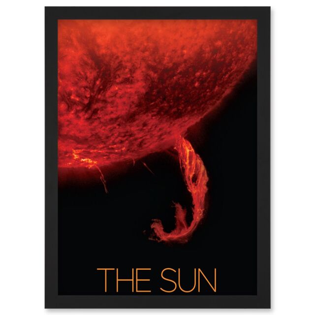 Artery8 NASA Our Solar System The Sun Coronal Ejection Solar Filament Artwork Framed Wall Art Print A4 in Black - image 1